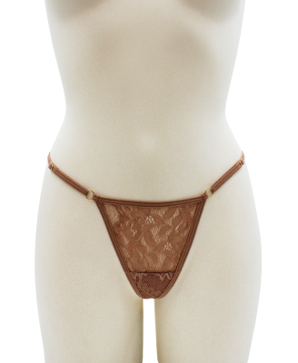 String taupe en dentelle avec bijou cœur doré 